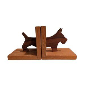 Wooden Scottie Dog Folk Art Bookends terrier Folk art